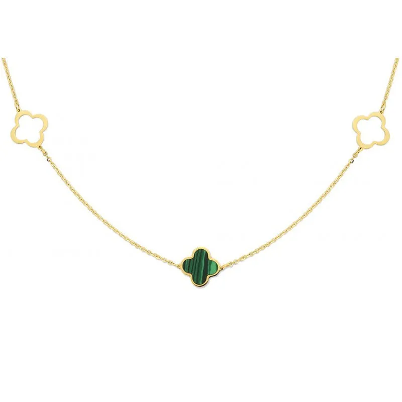 Collier avec motif - Or Jaune et Malachite (CO1652G45)