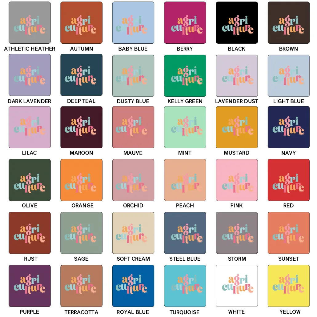 Colorful Agriculture T-Shirt (XS-4XL) - Multiple Colors!
