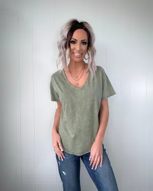 Core Classic Raw Edge Knit Top - Olive