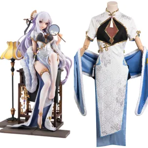 Cosplay Costume Cheongsam Dress Halloween Carnival Party Disguise Suit Emilia cosplay Re Zero