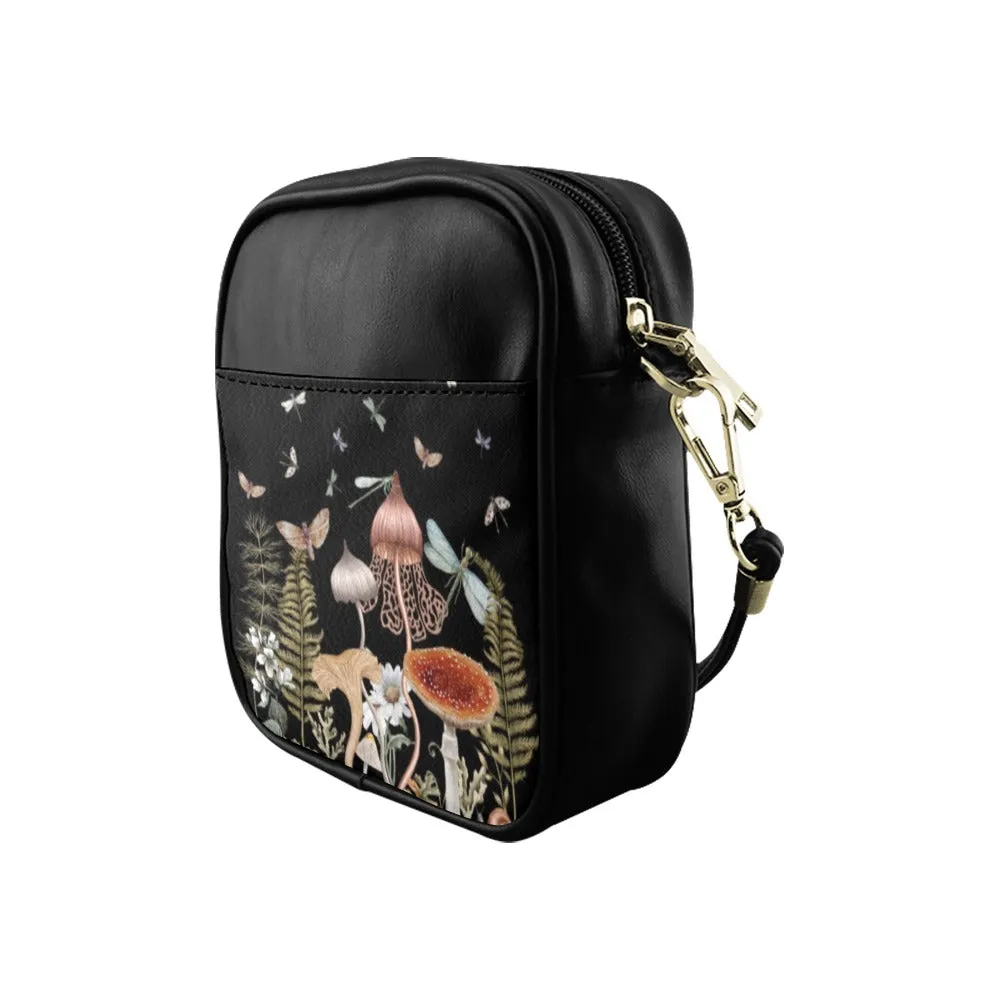 Cottage Mushrooms Mini Sling Bag, Small Phone Purse