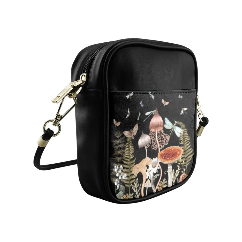 Cottage Mushrooms Mini Sling Bag, Small Phone Purse