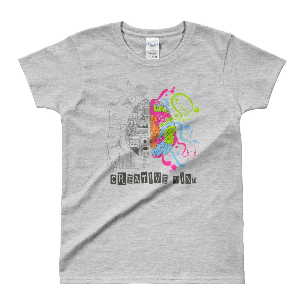 Creative Mind T Shirt Grey Nerd Brain T Shirt for Women
