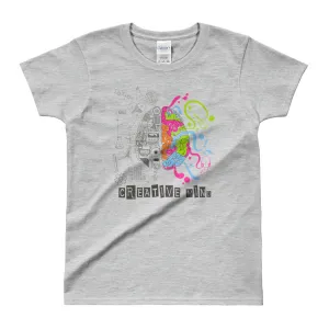 Creative Mind T Shirt Grey Nerd Brain T Shirt for Women