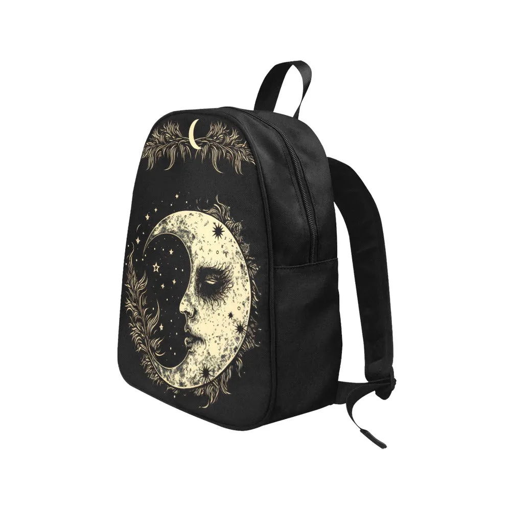 Creepy Moon Backpack, Goth Bookbag (Select Size)