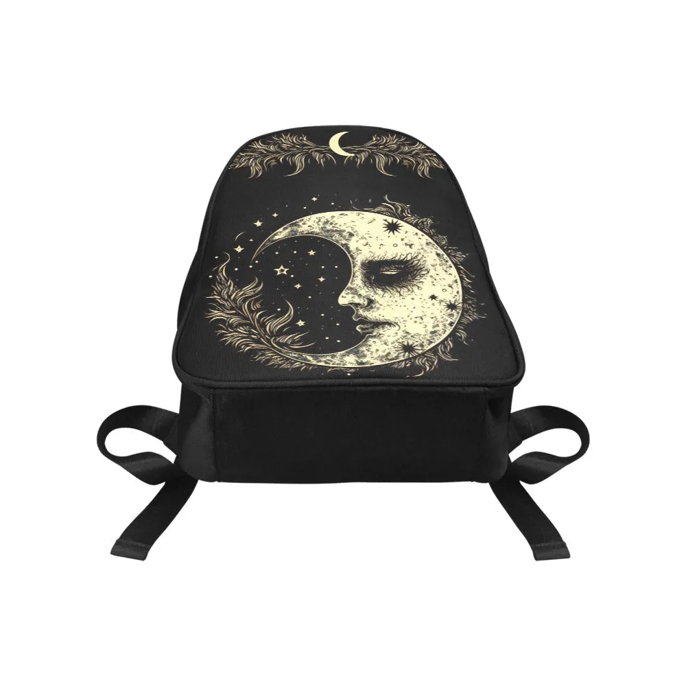 Creepy Moon Backpack, Goth Bookbag (Select Size)