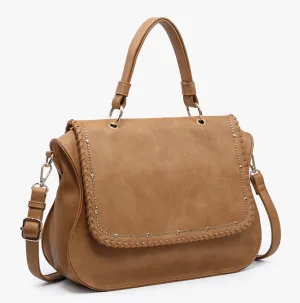 Cricket Studded Flapover Hobo Bag