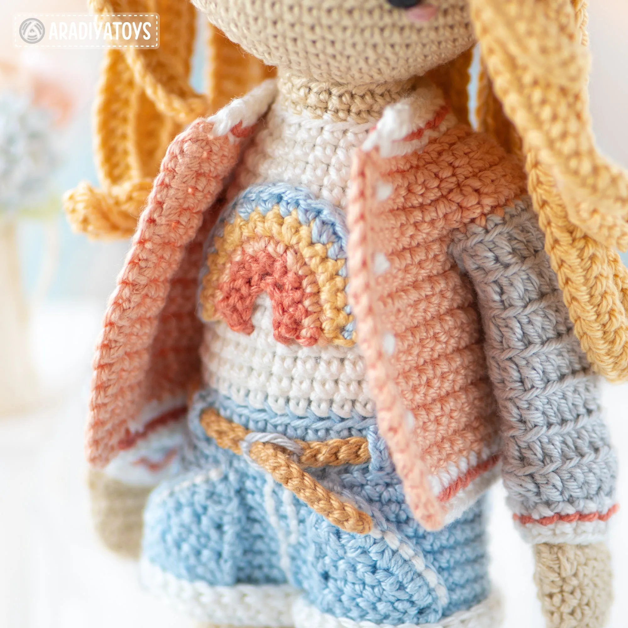 Crochet Doll Pattern for Friendy Mika with Rainbow Unicorn from "AradiyaToys Friendies" collection (Amigurumi tutorial PDF file) modern doll