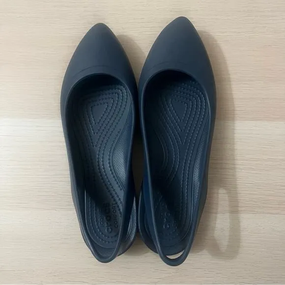Crocs Navy Blue Pointed Toe Slingback Flat