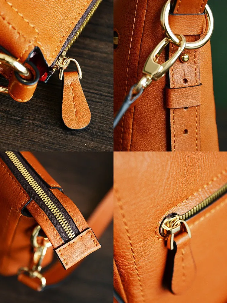 Custom Handmade Itanlian Vegetable Tanned Leather Messenger Shoulder Bag Men Satchel Bag D032