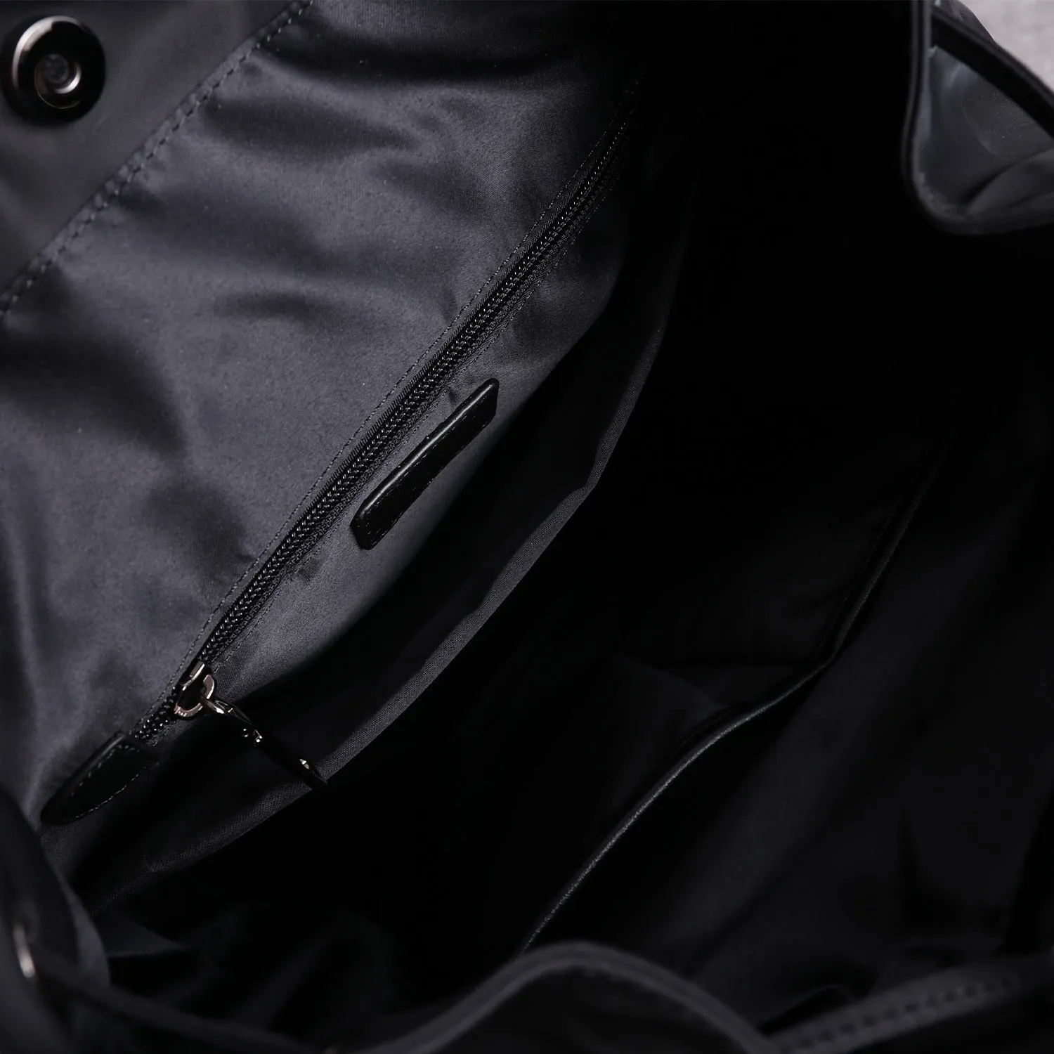 Cute Black Nylon Satchel Backpack Womens School Backpack Bag Black Nylon Leather Travel Rucksack for Ladies