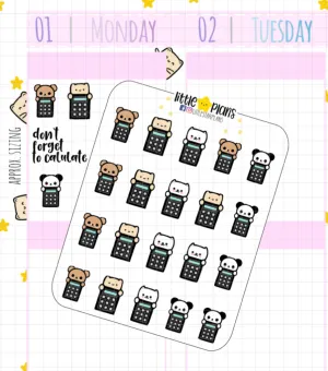 Cute Neku and Animal Friends Calculator Planner Stickers (D03)