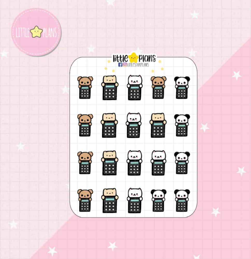 Cute Neku and Animal Friends Calculator Planner Stickers (D03)