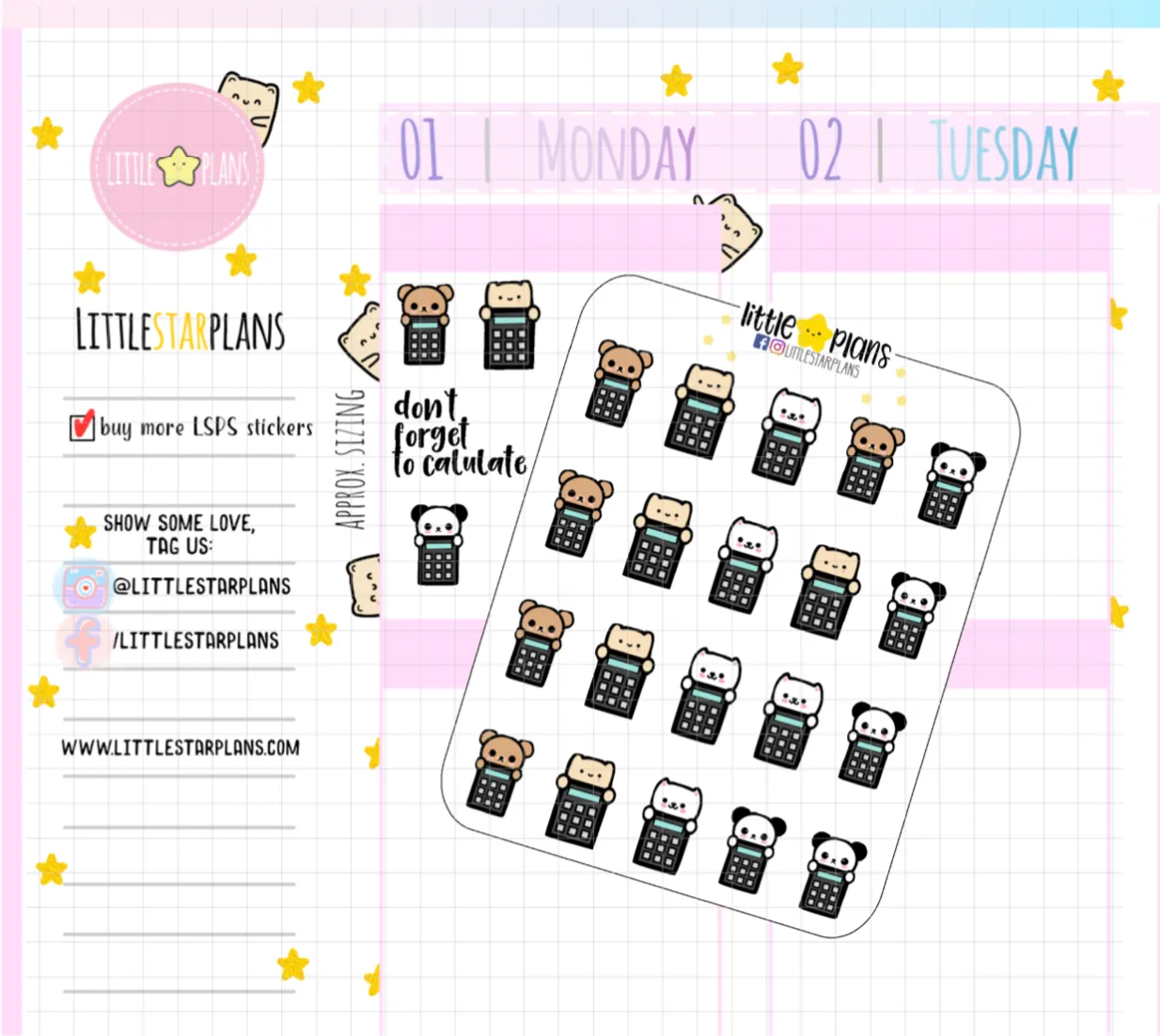 Cute Neku and Animal Friends Calculator Planner Stickers (D03)
