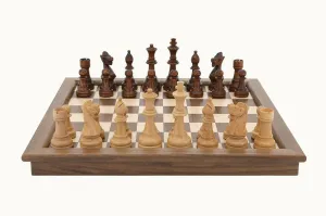 Dal Rossi Chess Set Walnut Folding 18''