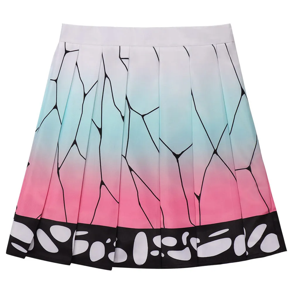 Demon Slayer Kochou Shinobu Cosplay Costume Pleated Skirt Halloween Carnival Suit