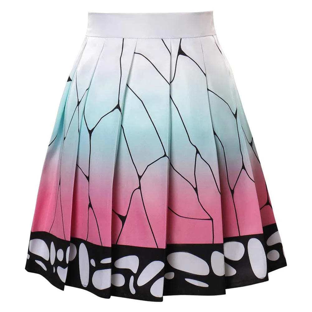Demon Slayer Kochou Shinobu Cosplay Costume Pleated Skirt Halloween Carnival Suit