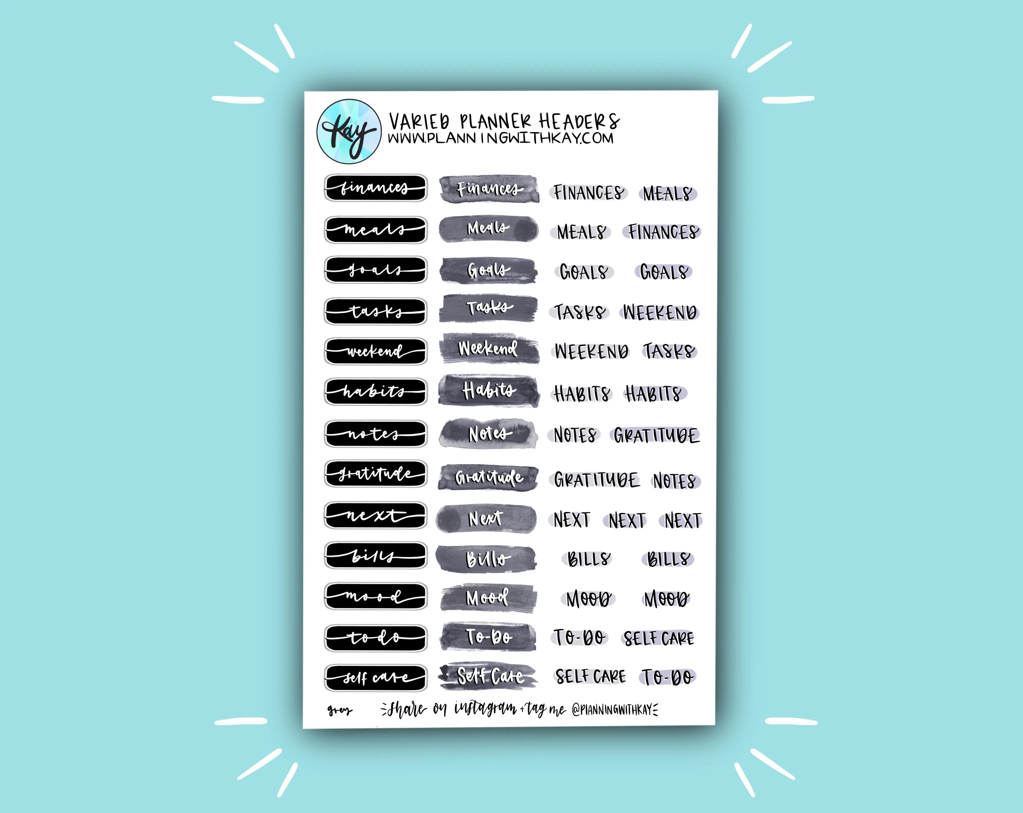 DIGITAL DOWNLOAD Varied Planner Headers