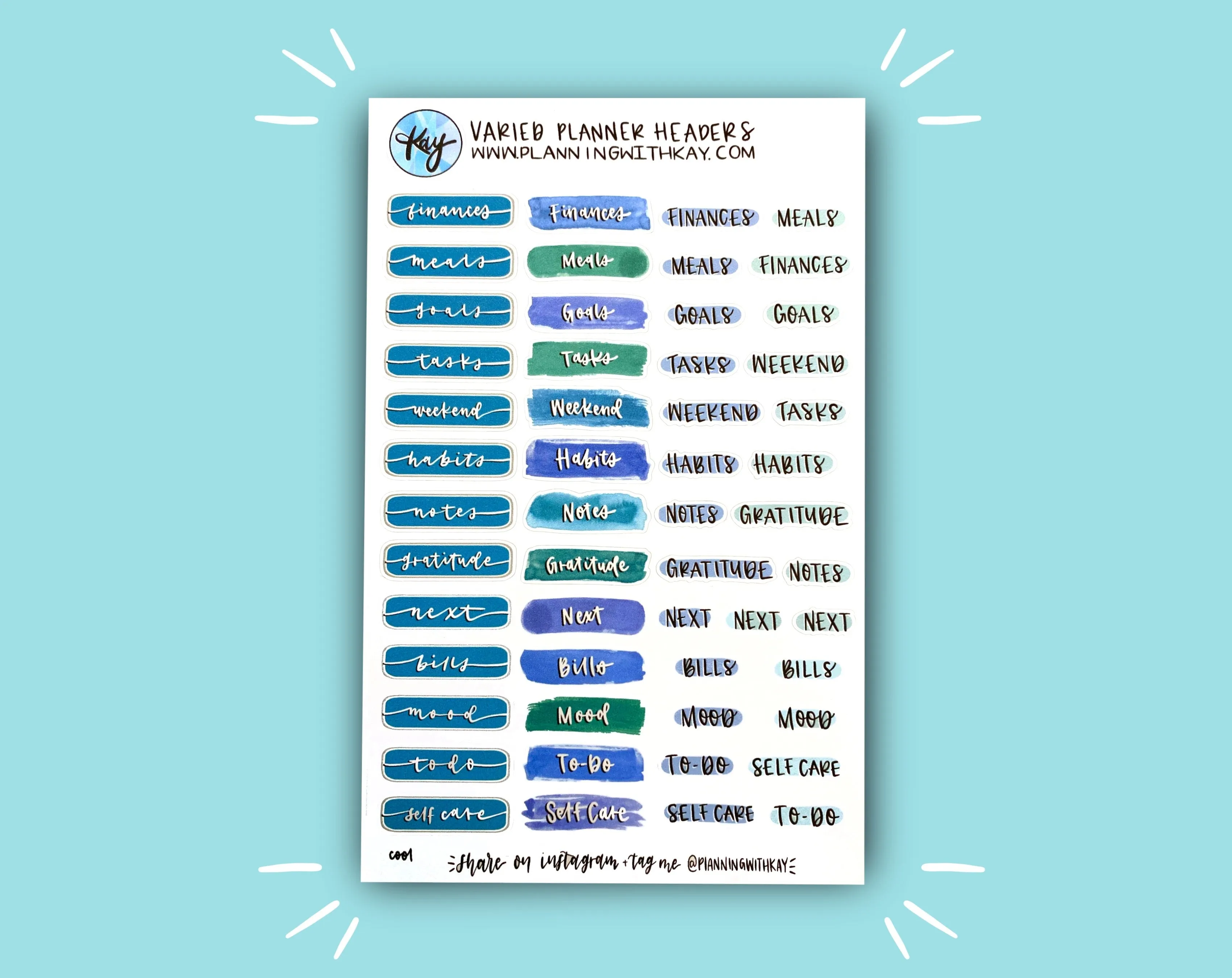 DIGITAL DOWNLOAD Varied Planner Headers