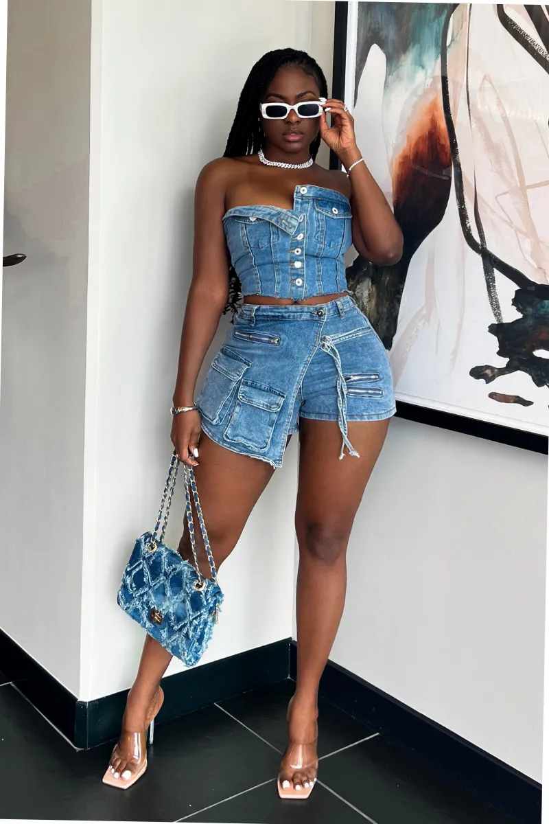 DISTRESSED DENIM HANDBAG
