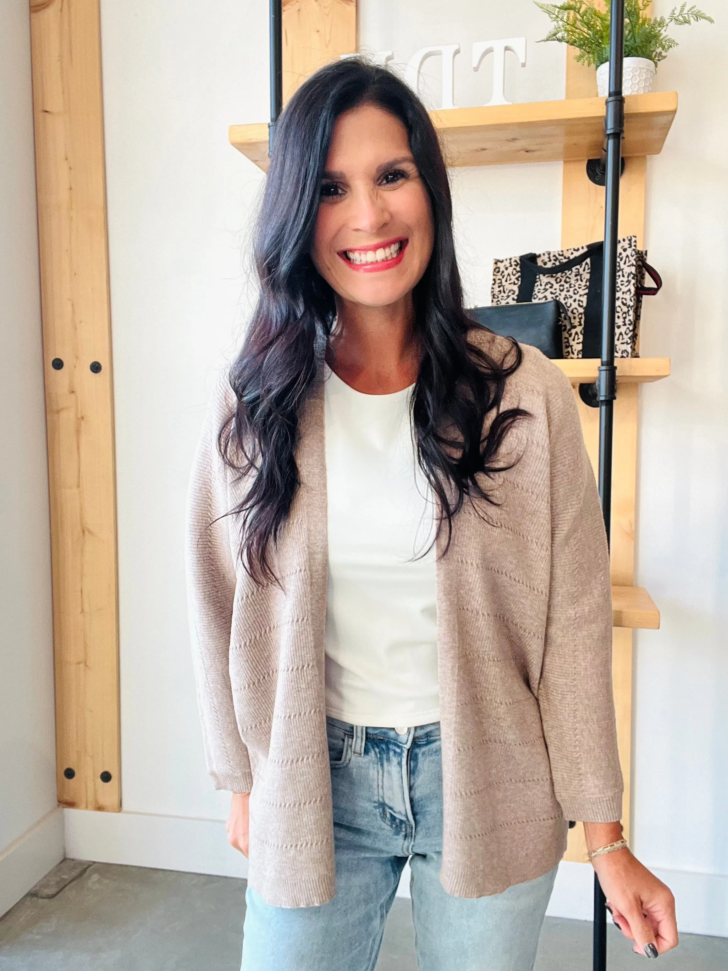 Dolman Sleeve Cardigan in Stone
