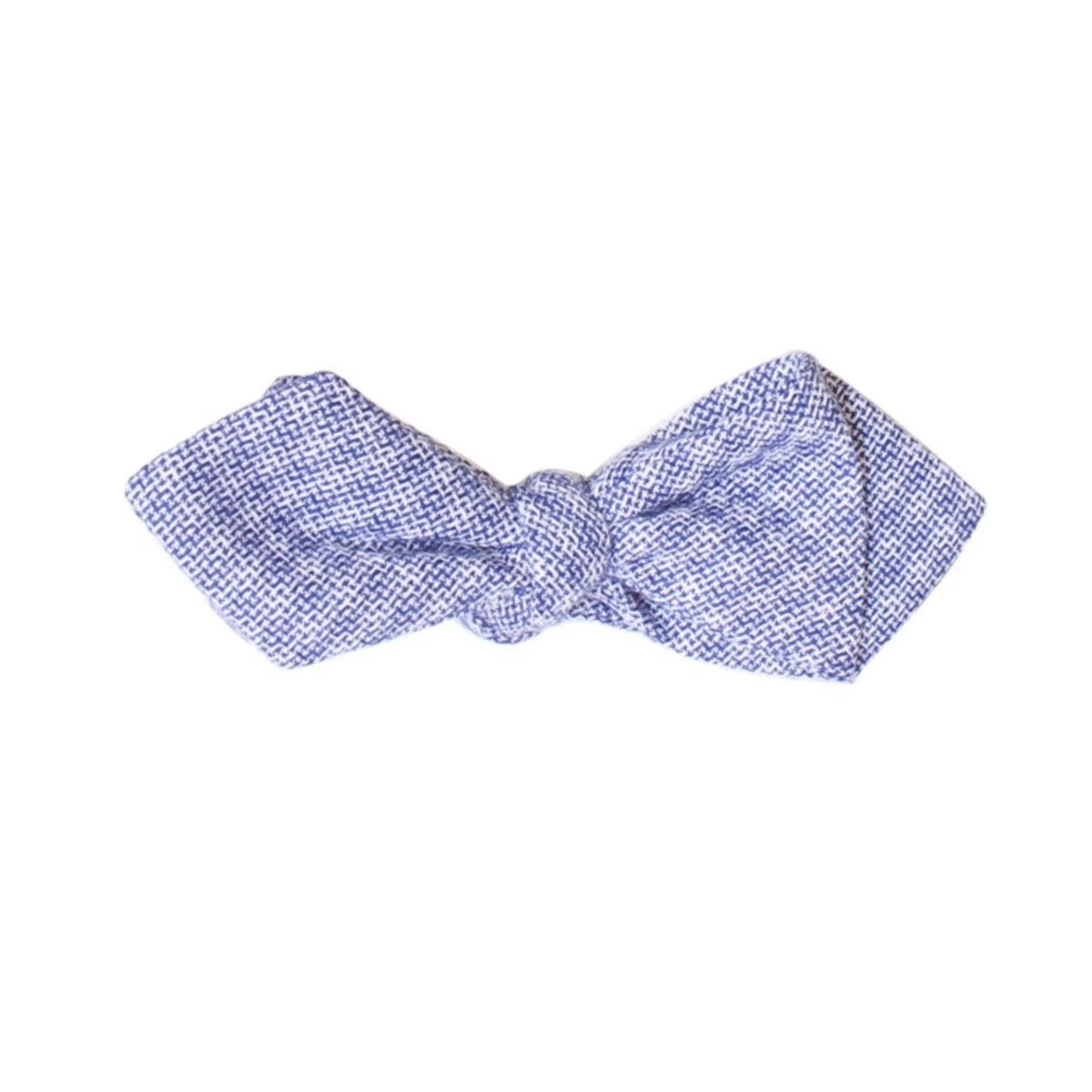 Dusty Blue Plaid Diamond Tip Bow Tie