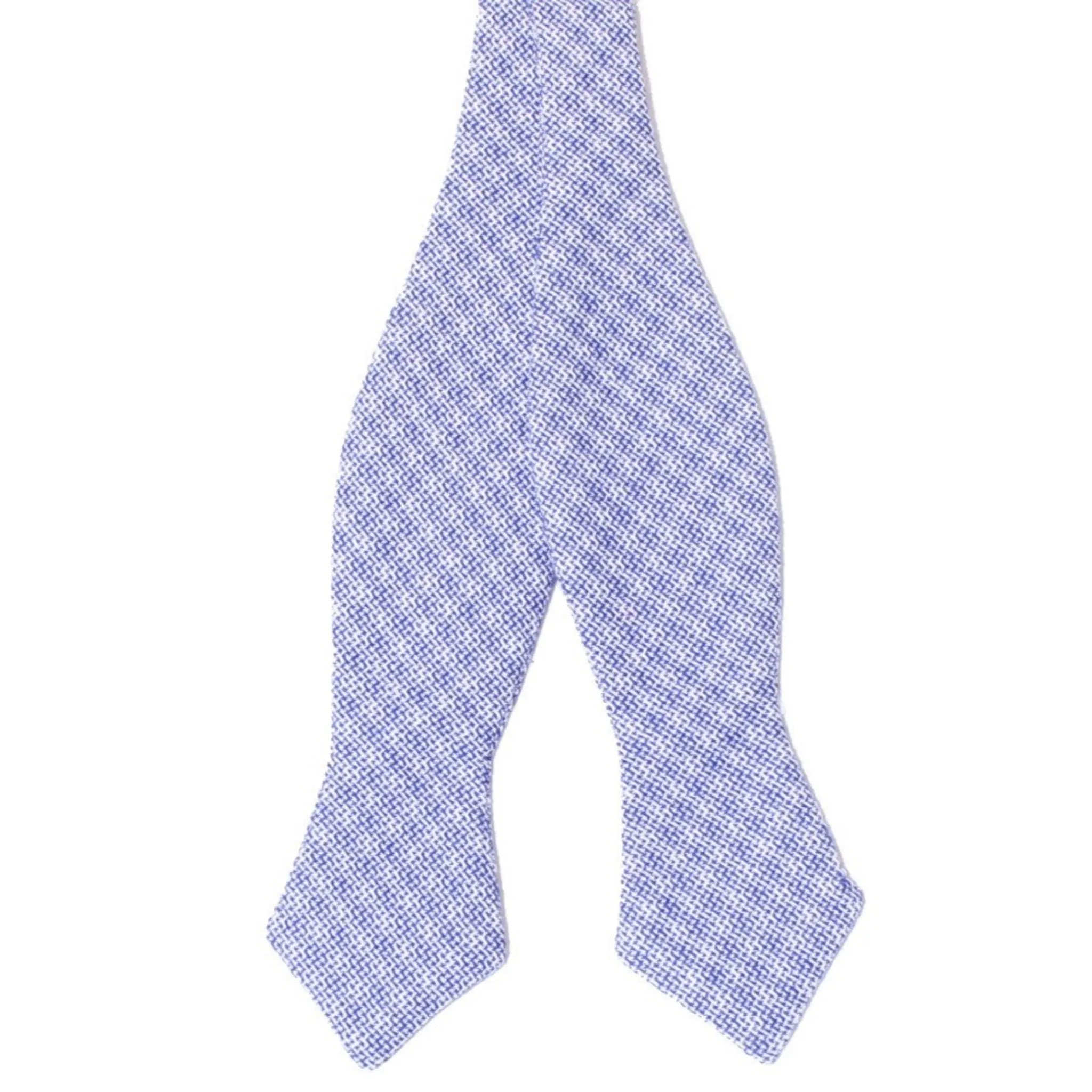 Dusty Blue Plaid Diamond Tip Bow Tie