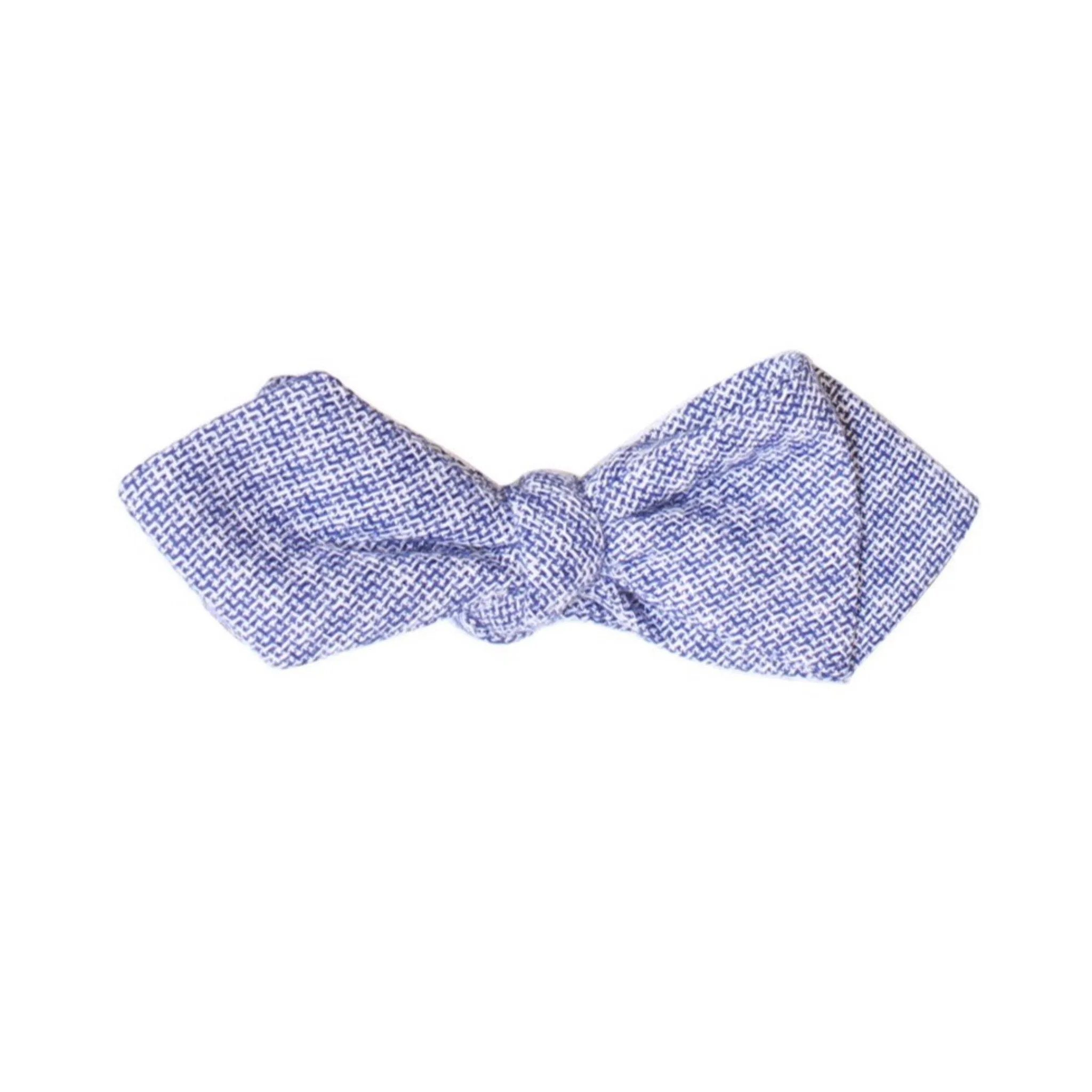 Dusty Blue Plaid Diamond Tip Bow Tie
