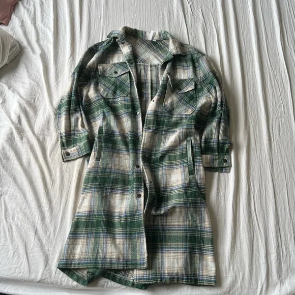 Elan Plaid Green and Cream Women's Jacket