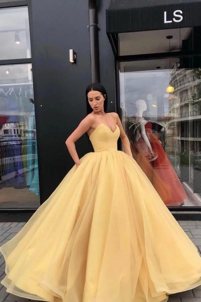 Elegant Ball Gown Strapless sweetheart Floor-Length Prom Party Gowns