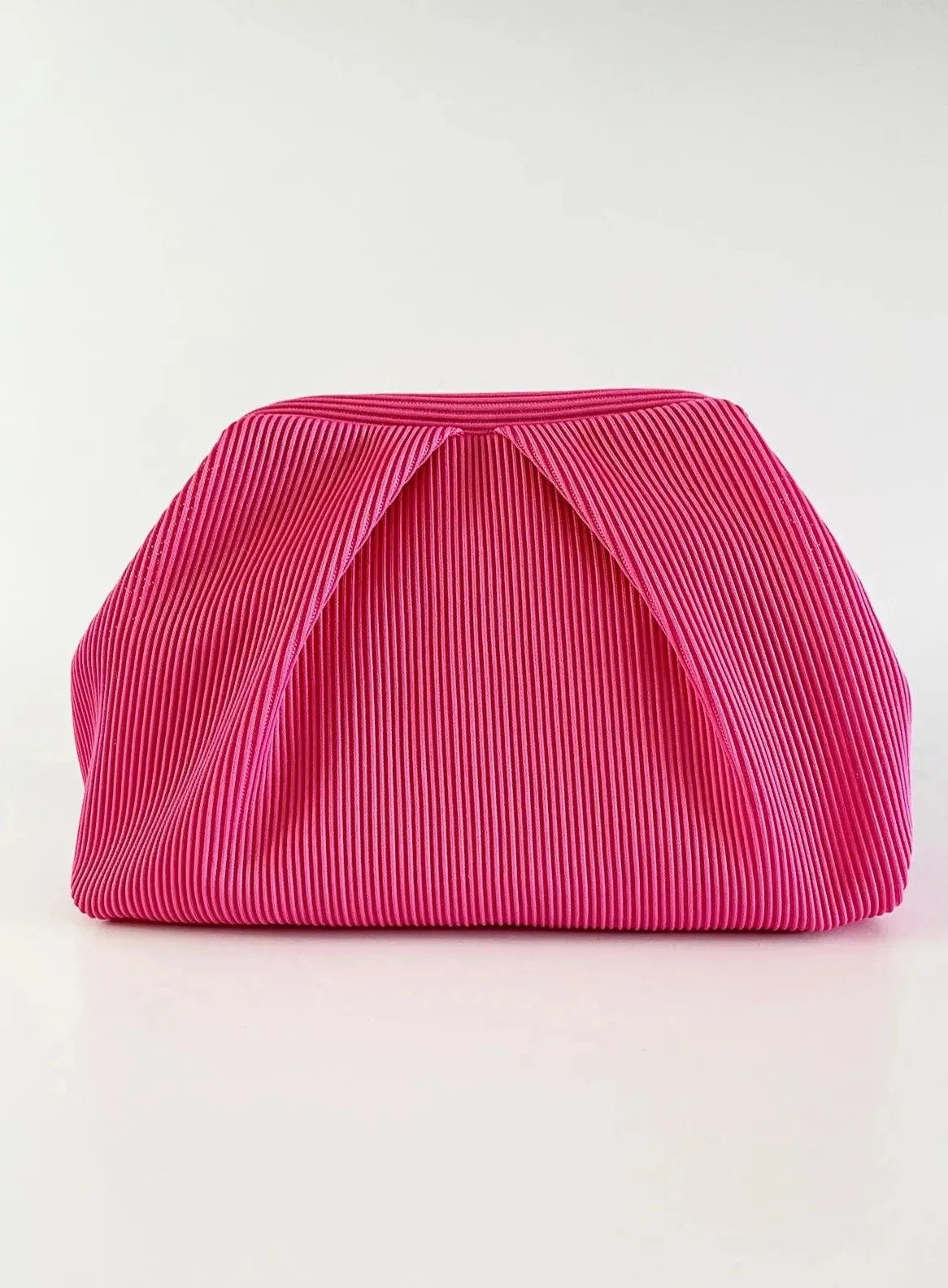 Elegant Fuschia Pleated Clutch Handbag