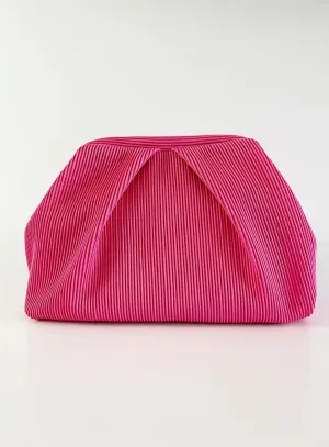 Elegant Fuschia Pleated Clutch Handbag