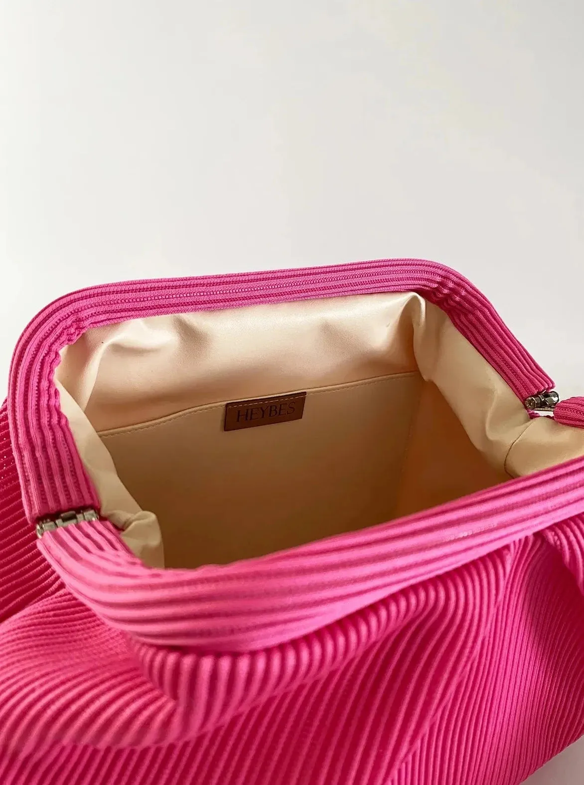 Elegant Fuschia Pleated Clutch Handbag