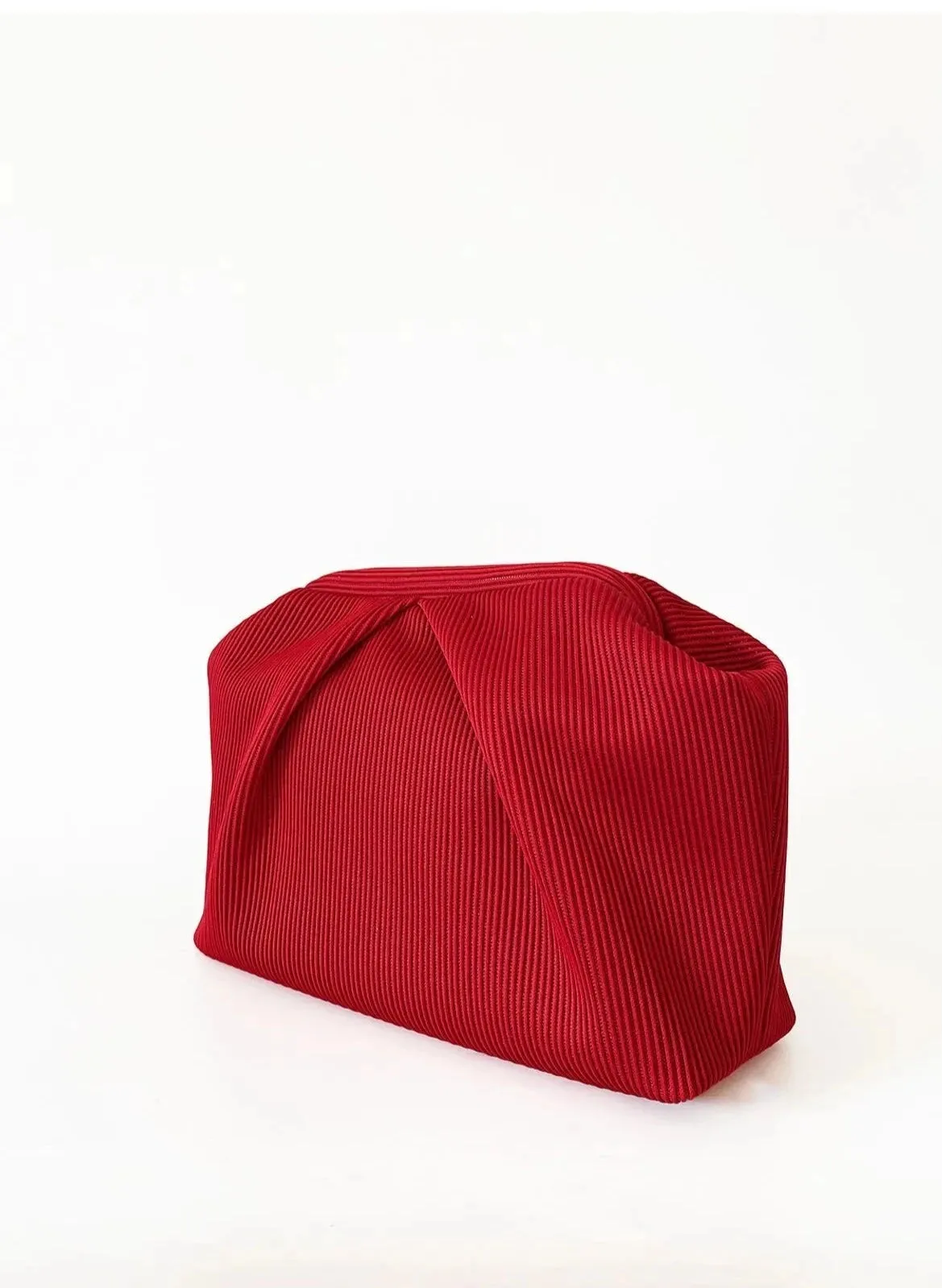 Elegant Fuschia Pleated Clutch Handbag