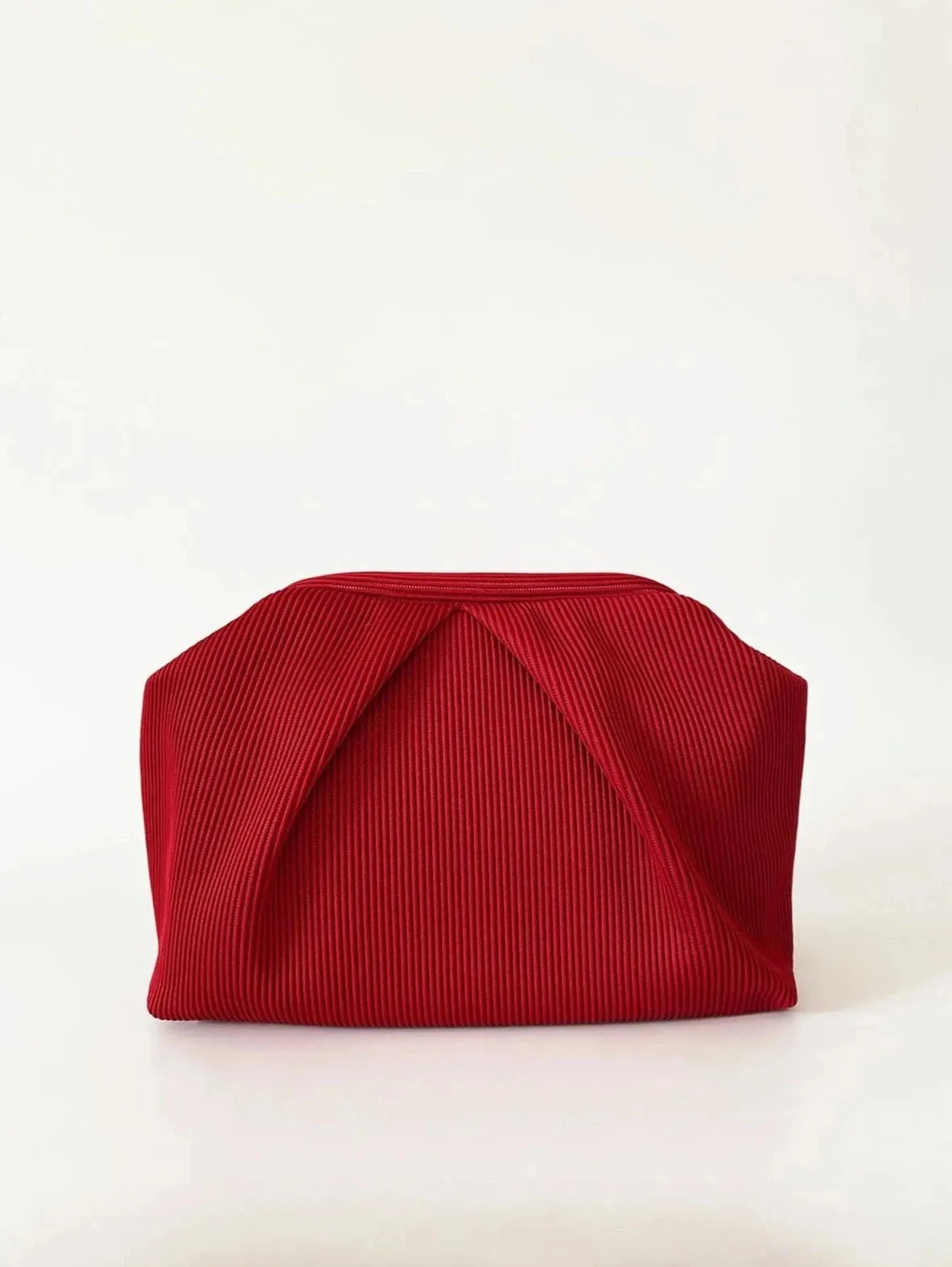 Elegant Fuschia Pleated Clutch Handbag