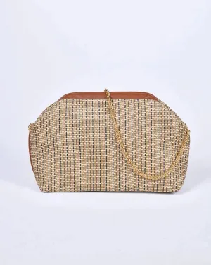 Elegant Line Patterned Shoulder Bag with Chain Strap