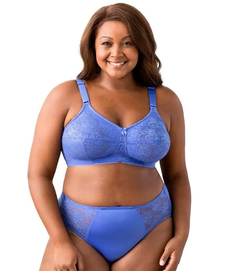 Elila Embroidered Lace Wire-Free Bra - Cobalt