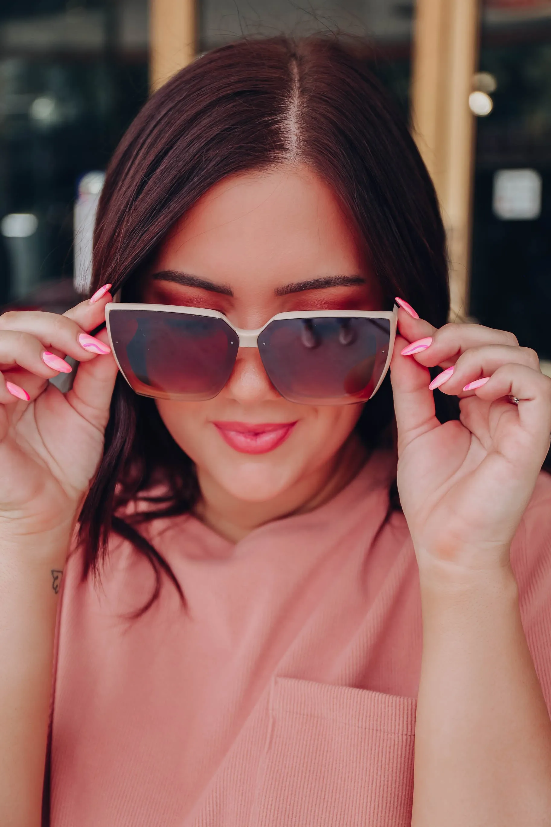 Ellure Square Sunglasses - Beige