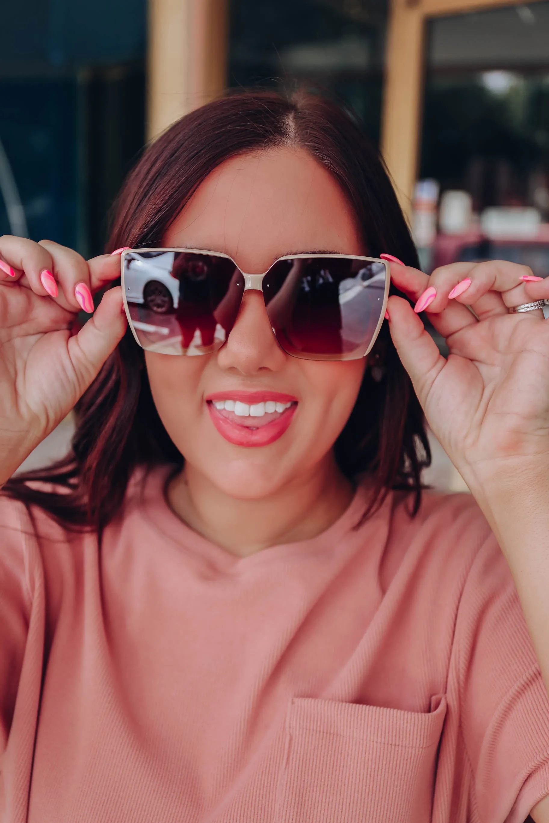 Ellure Square Sunglasses - Beige