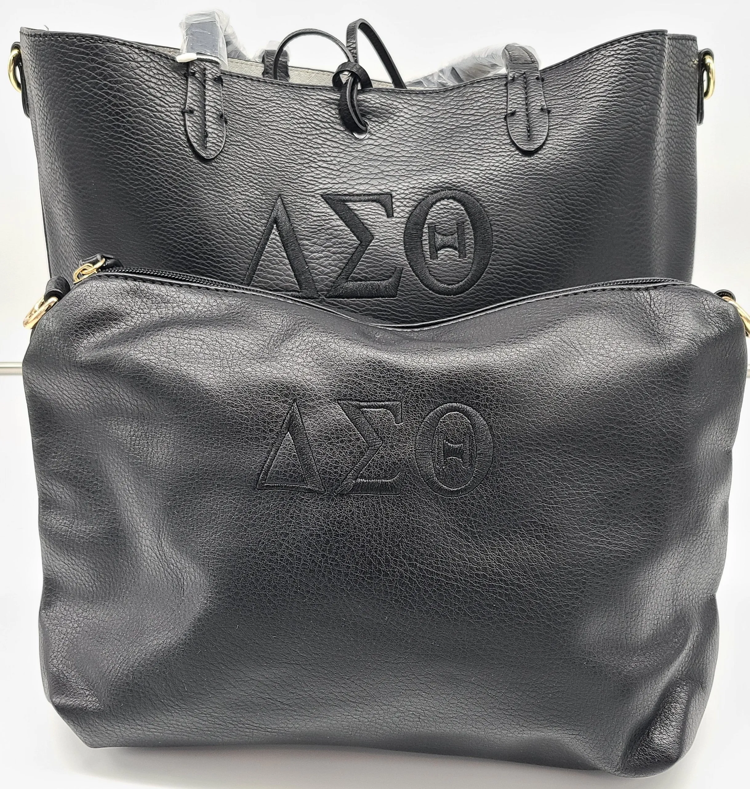Embroidered Delta Sigma Theta 2 in 1 Handbag with Black Front Tassels