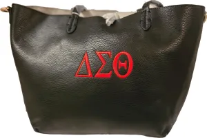 Embroidered Delta Sigma Theta 2 in 1 Handbag with Black Front Tassels