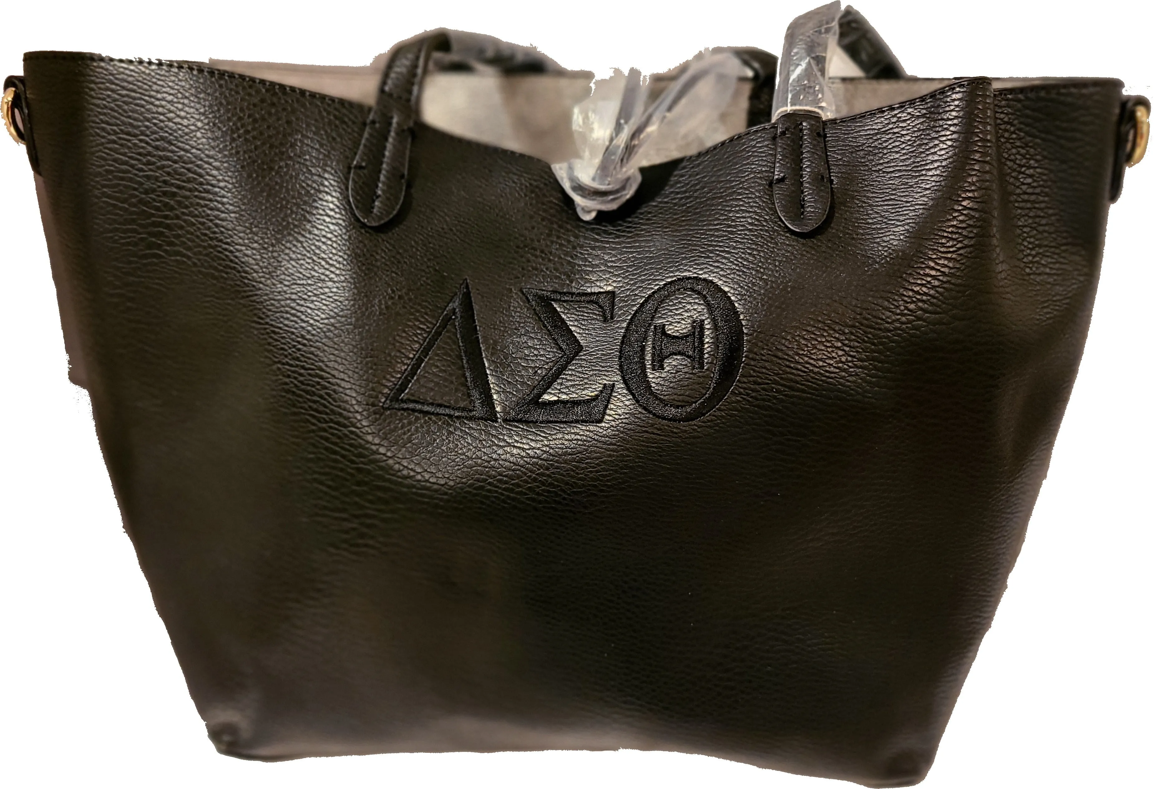 Embroidered Delta Sigma Theta 2 in 1 Handbag with Black Front Tassels