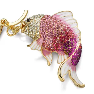 Exquisite Enamel Crystal Fish Key Chains Holder Goldfish Purse Bag Buckle HandBag Pendant For Car Keyrings KeyChains K239