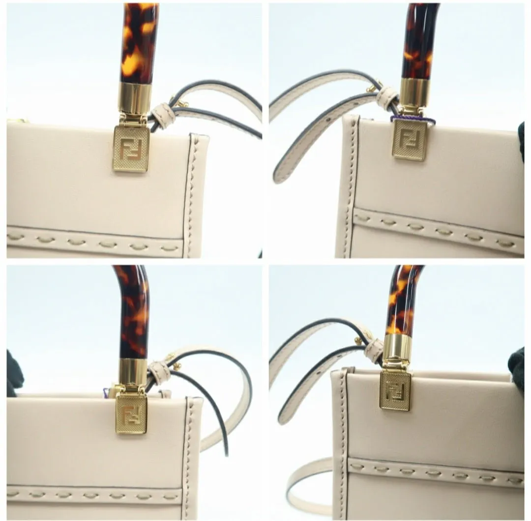 Fendi Sunshine Beige Leather Satchel Bag