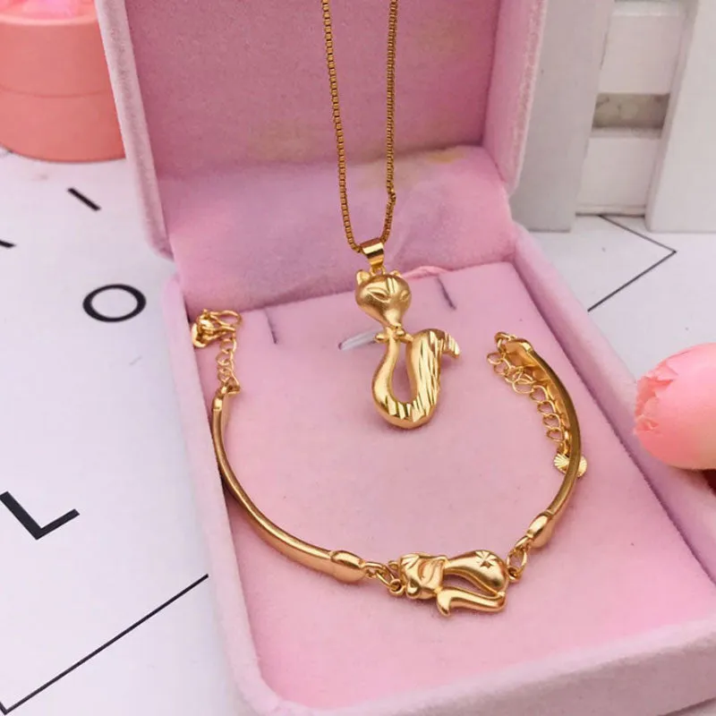 Feng Shui Love Enhencement Gold Plated Fox Two-piece Set Jewelry