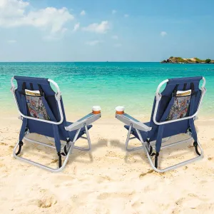 Folding Backpack Beach Chair 2 Pack Aluminum 5-Position
