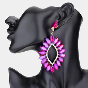 Fuchsia Marquise Stone Cluster Open Center Earrings   | Pageant Earrings | 569338