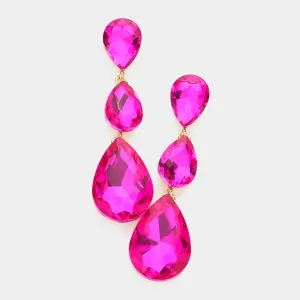 Fuchsia Triple Teardrop Earrings | 582240