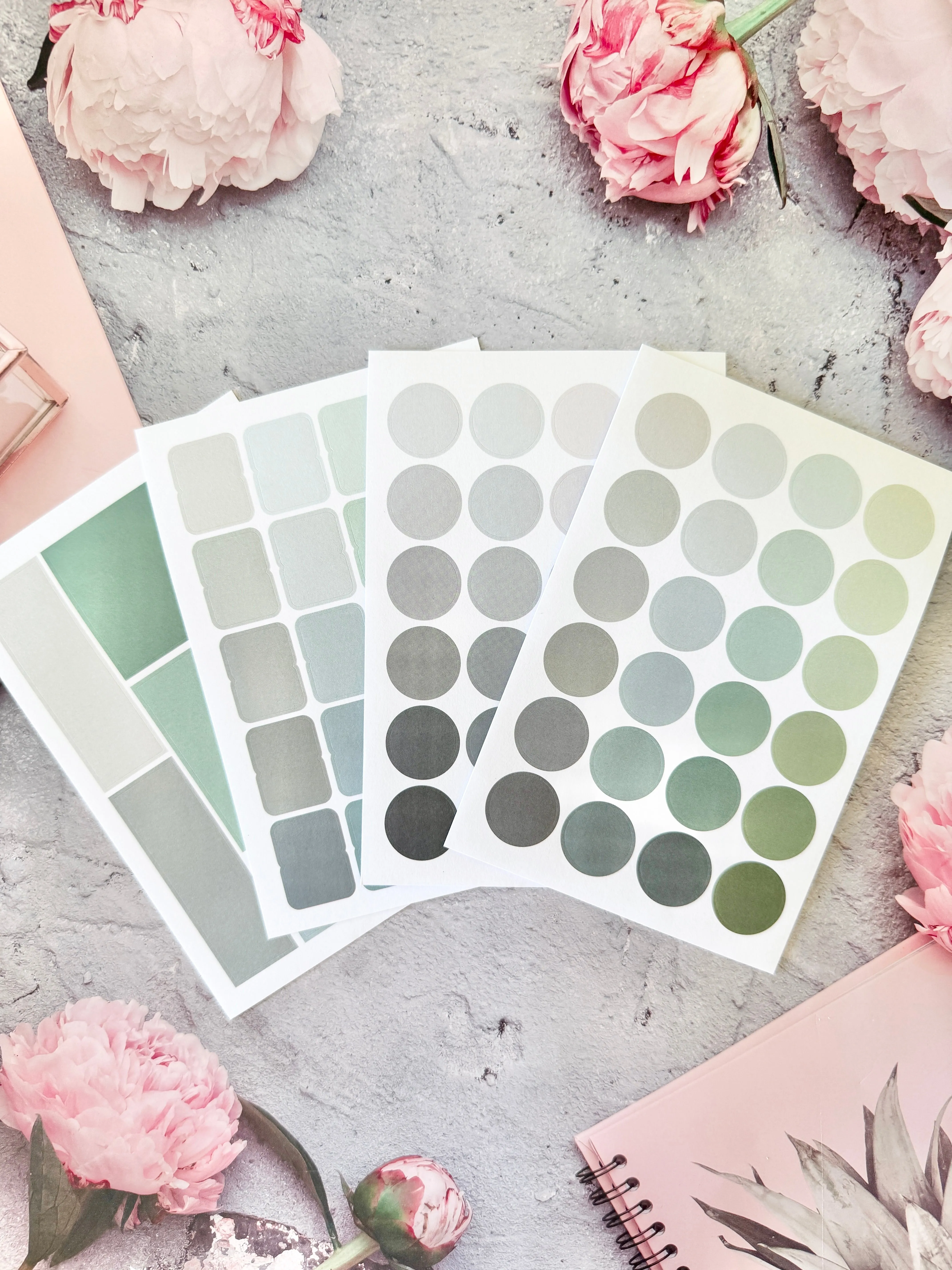 Functional Dots Green Sticker Sheets - Set of 4