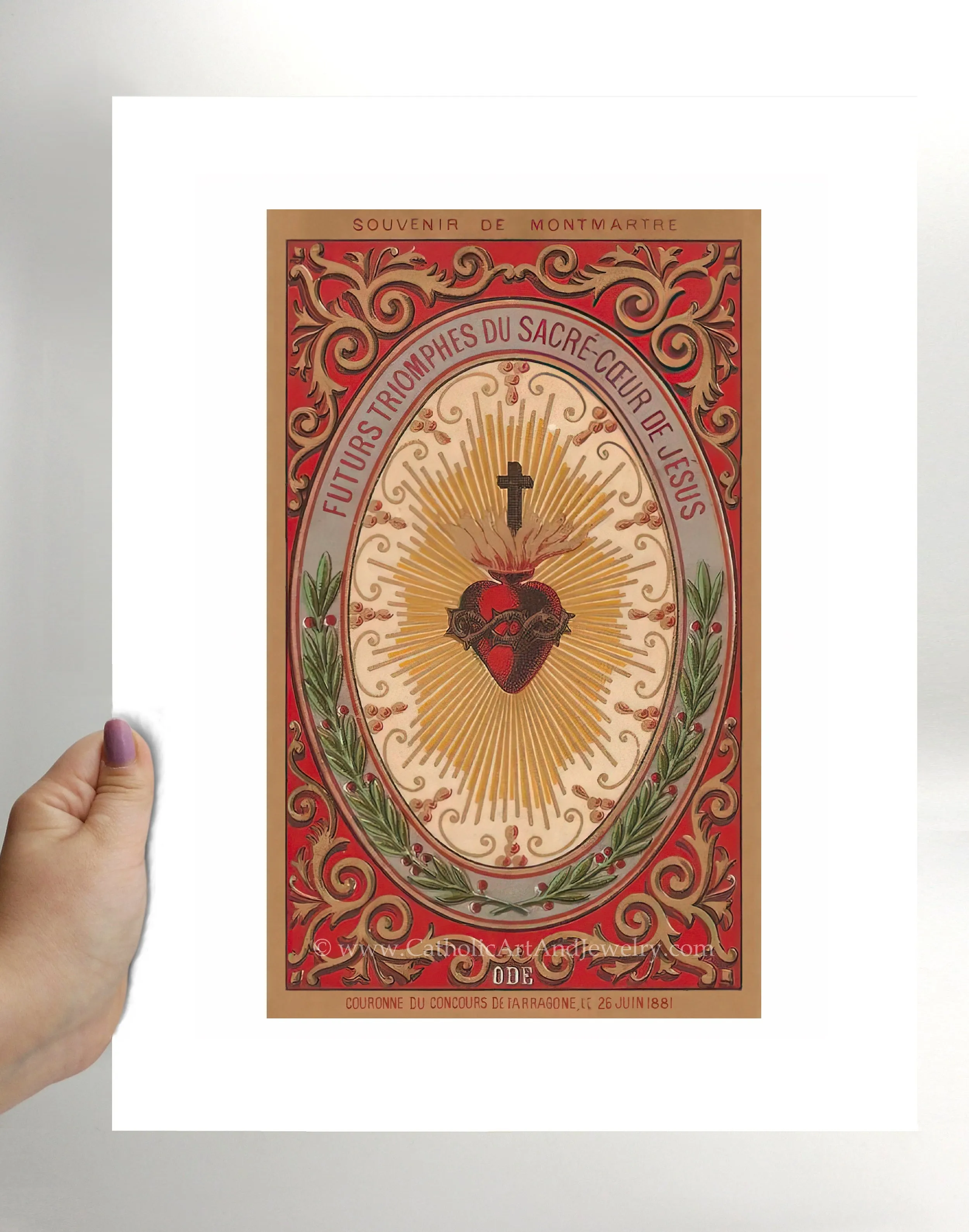 Future Triumphs of the Sacred Heart – based on a Vintage French Holy Card – Catholic Art Print